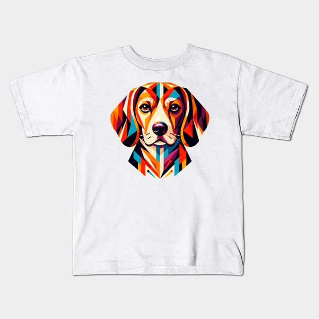 Colorful Geometric Beagle: Abstract Dog Art Kids T-Shirt by AmandaOlsenDesigns